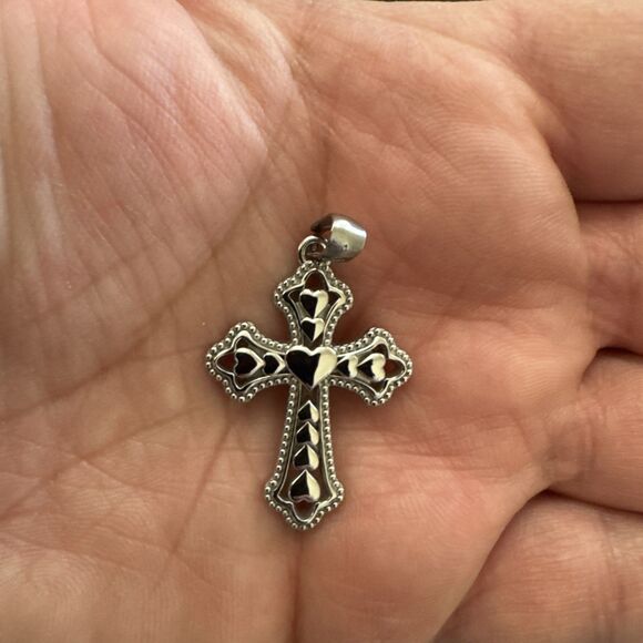 Cross Heart Silver Plated Stainless Steel Pendant Expendable Necklace Gift Hers - Picture 4 of 6